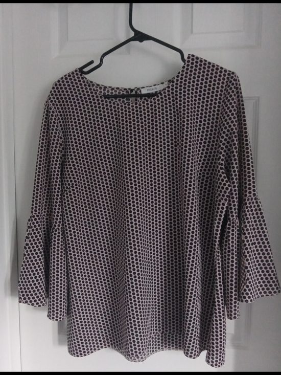 Ricki's Tops - Ricki's Mauve Dot Bell-Sleeve Blouse